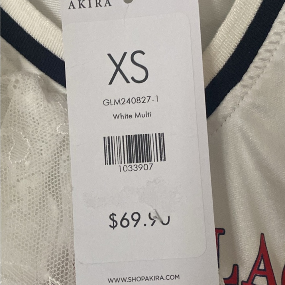 AKIRA White and Multi-Color Top XS